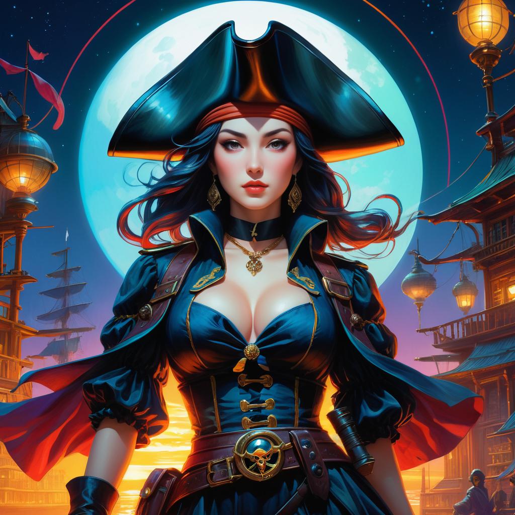 Vibrant Pirate Spirit in Shadowy Detail