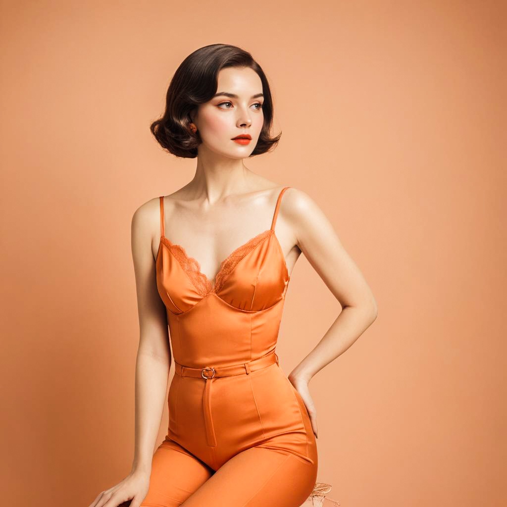 Vintage Lingerie Shoot with Bright Tangerine