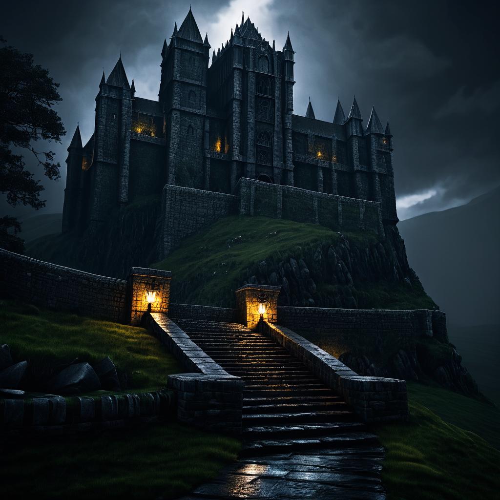 Eerie Dwarven Stronghold Under Stormy Skies