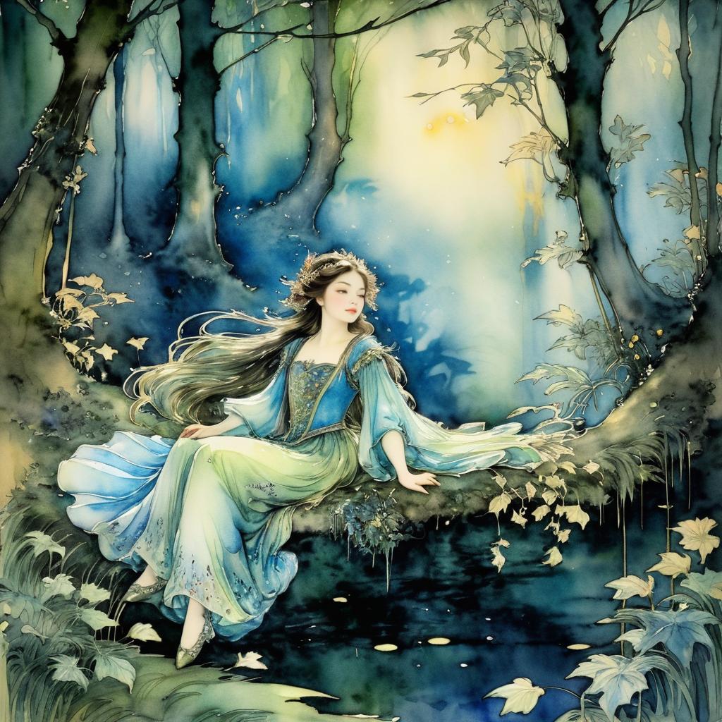 Cheerful Fairy Portrait in Enchanted Forest