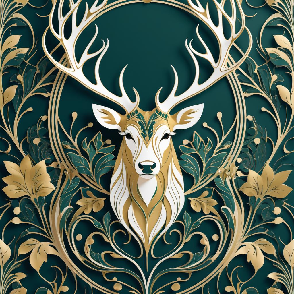 Elegant Art Nouveau Stag Illustration