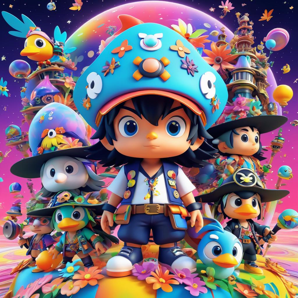 Chibi Space Pirate in Psychedelic World