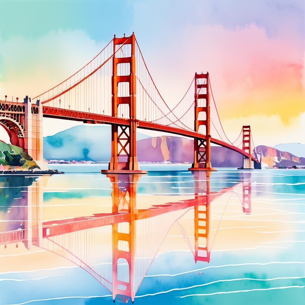 Watercolor Golden Gate Bridge Art