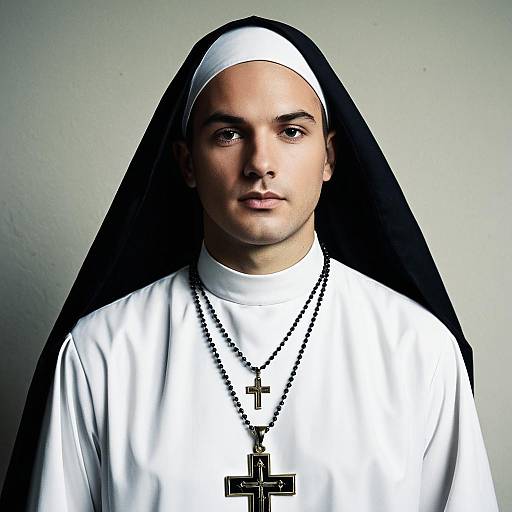 Realistic Male Nun in Fancy Dress