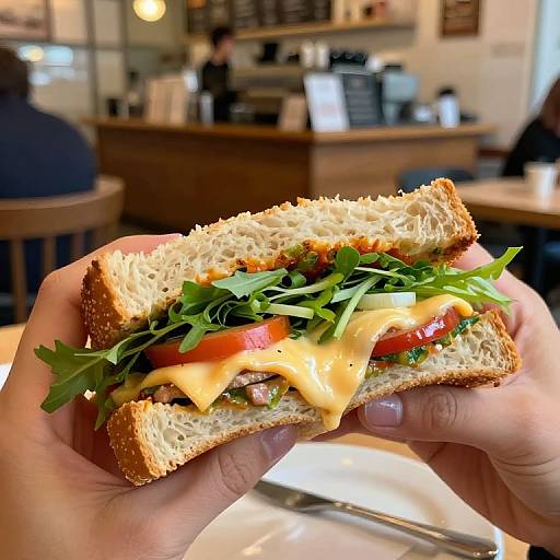 Crunchy Veggie Sandwich in Cozy Café