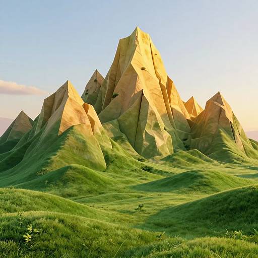 Golden-Hour 3D Origami Mountains