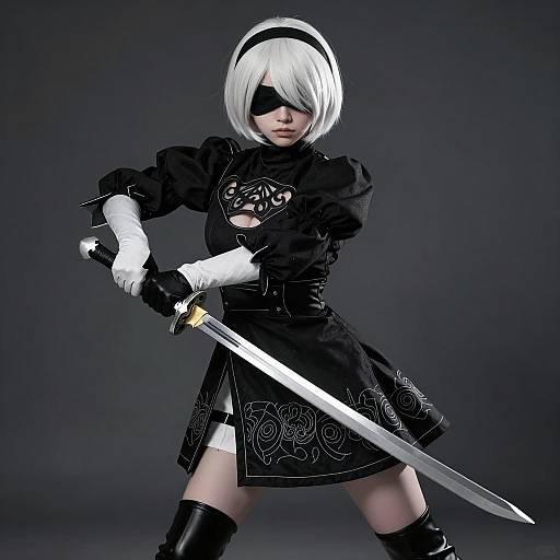 Dynamic Female Cosplay Action Pose