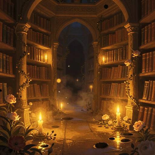 Enchanted Ancient Library at Twilight