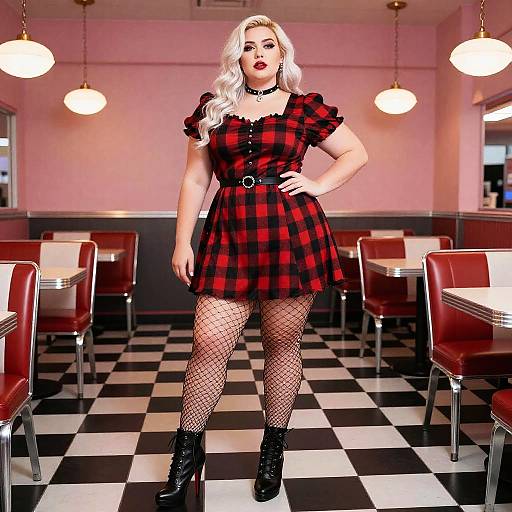 Punk Glamour in Checkered Mini Dress