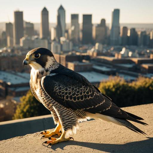 Peregrine Falcon with Urban Skyline