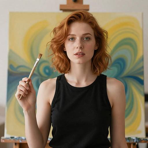 Creative Woman with Abstract Painting