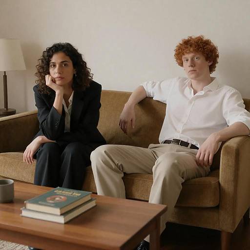 Warmly Lit Portrait on Wooden Couch