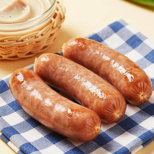 Close-Up of Shiny Brown Sausages