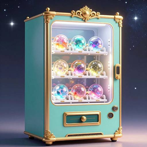 Vintage 3D Vending Machine with Orbs
