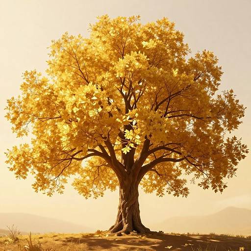 Majestic Golden Fractal Tree