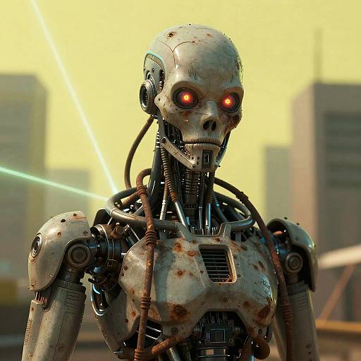 Cyberpunk Horror Android with Glowing Eyes