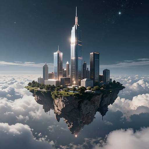 Surreal Floating Island Skyscrapers
