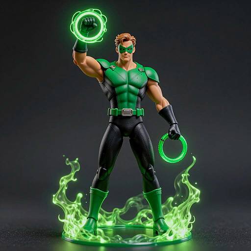 Dynamic Male Superhero with Green Energy