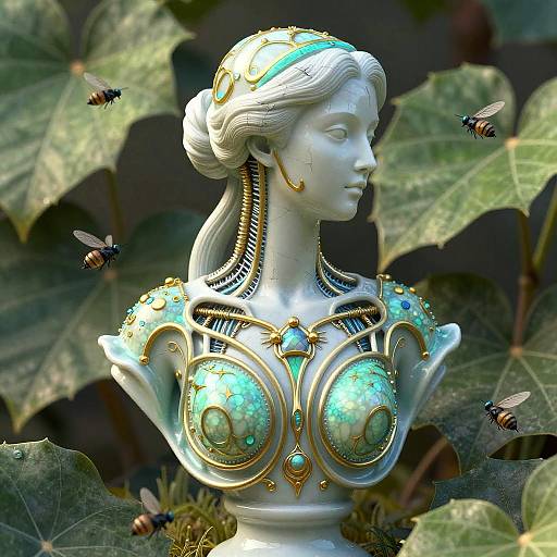 Colorful Porcelain Cyborg Bust