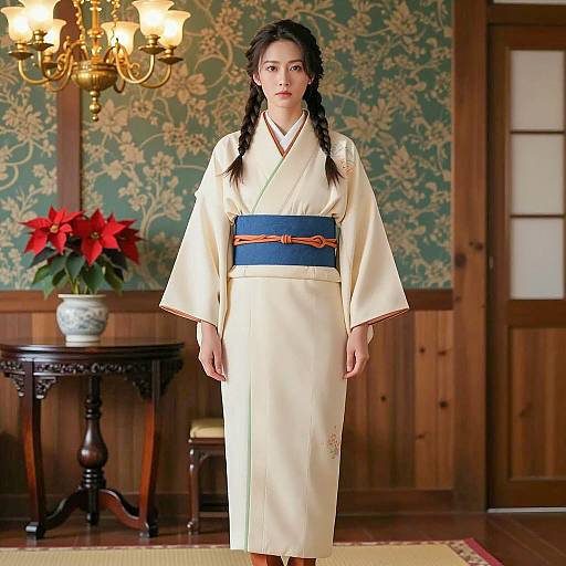 Elegant Asian Woman in Traditional Kimono