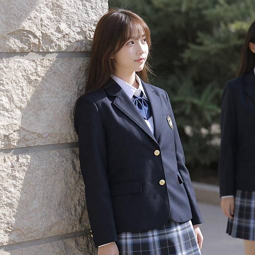 Charming Young Woman in Blue Attire