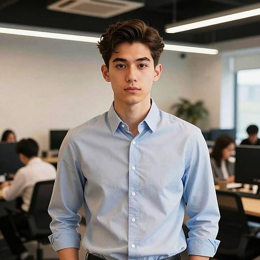 Young Professional with Comb Over Hairstyle