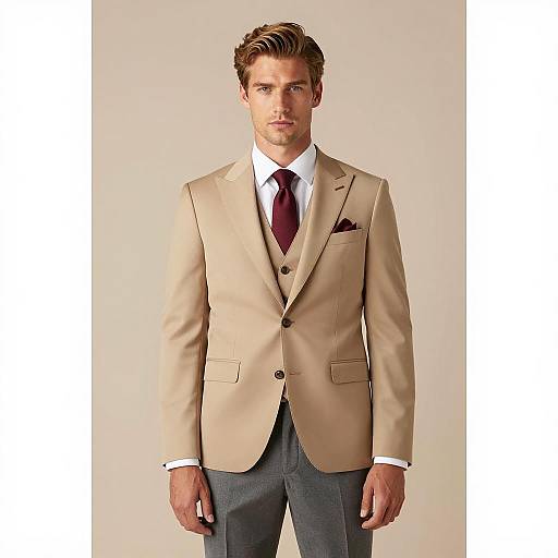 Man in Tan Three-Piece Suit