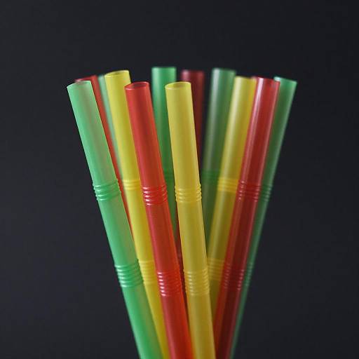 Vibrant Plastic Straws on Black Background