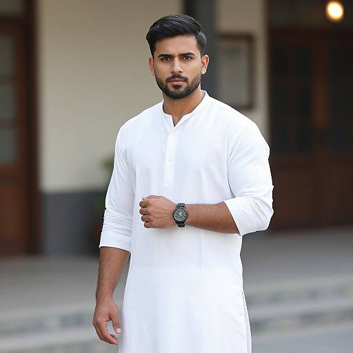 Photorealistic Kurta Pajama Man Outdoors