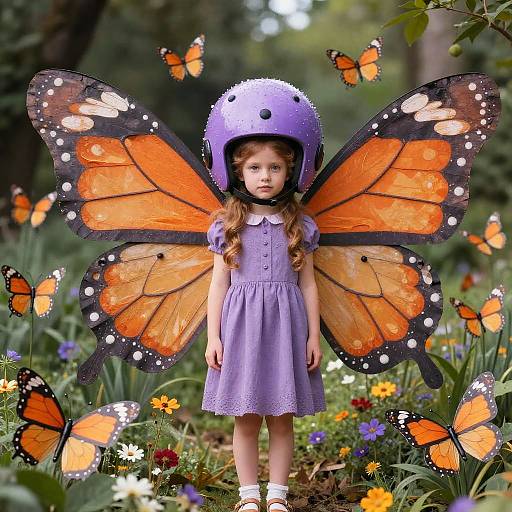 Dreamy Butterfly Girl in Garden