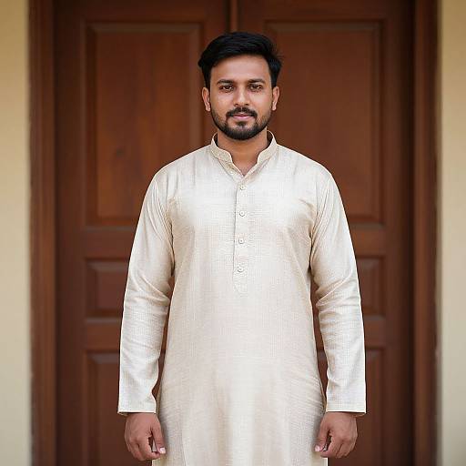 Traditional Man in Beige Kurta