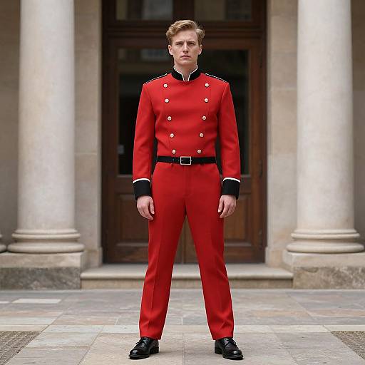Man in Red Costume Uniform