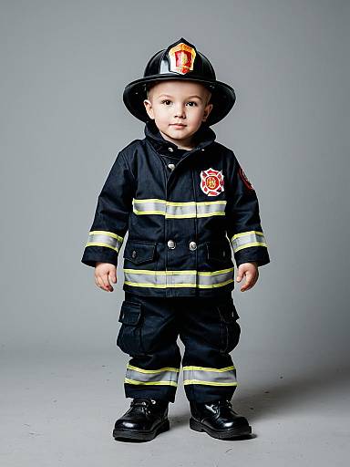 Adorable Baby Fireman in Cosplay Costume