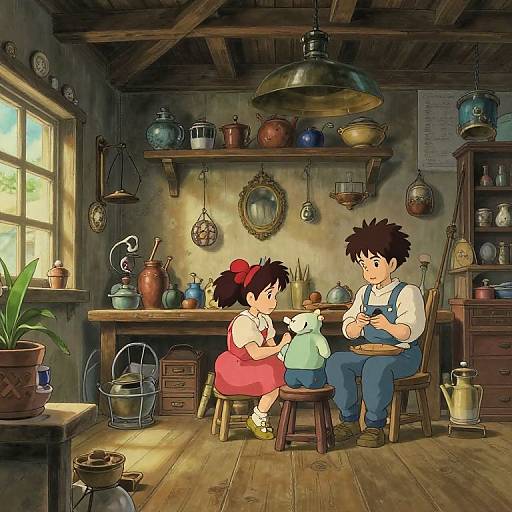 Cozy Studio Ghibli Workshop Scene