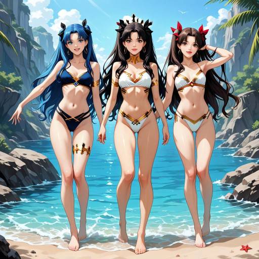 Three Girls in a Colorful Crossover Scene