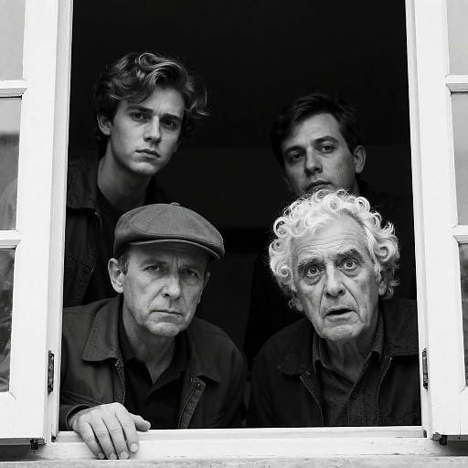 Intriguing Window Gazers in Monochrome