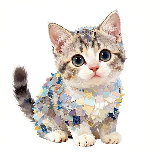Mosaic Patchwork Kitten Digital Art
