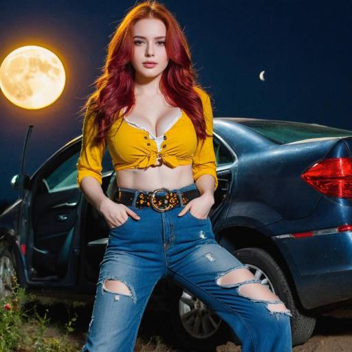Bold Girl Under the Night Sky