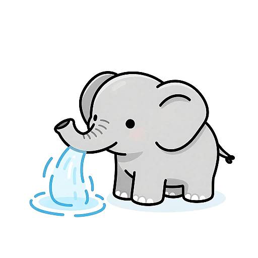 Gentle Baby Elephant Line Art