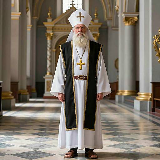 Photorealistic Elderly Orthodox Priest in Cathedral