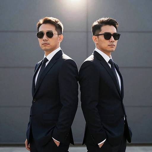 Serious Duo in Shades and Suits
