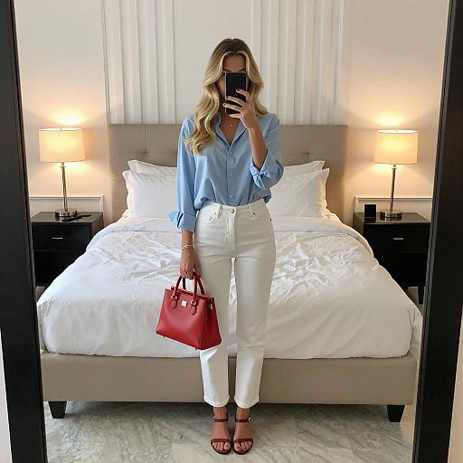 Blonde Woman Taking Mirror Selfie