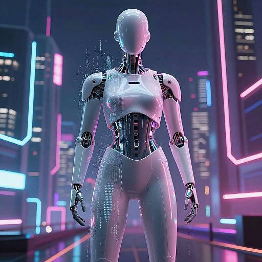 Futuristic AI Fashion in Cyberpunk City