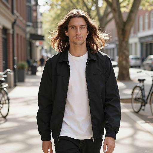 Confident Man in Sunlit Urban Scene