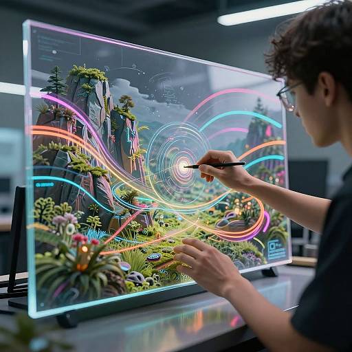Futuristic Digital Artist Crafting Landscapes