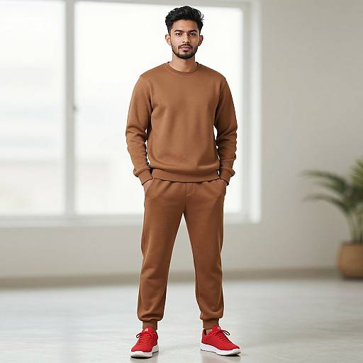Man in Red Footwear Sweat Suit