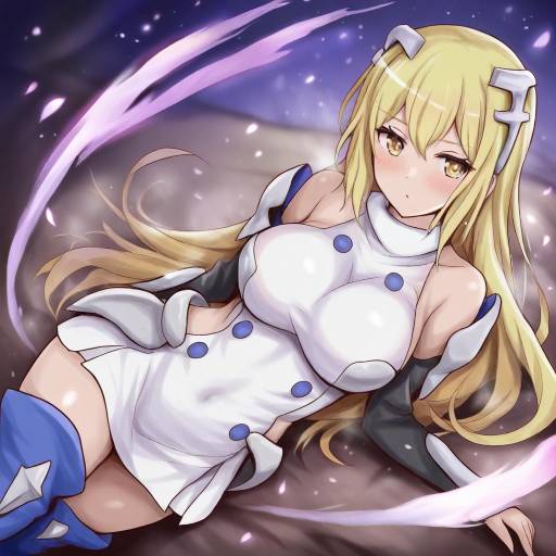 Illustration of Aiz wallenstein, dungeon ni deai wo motomeru no wa machigatteiru darou ka in the style of R-binon