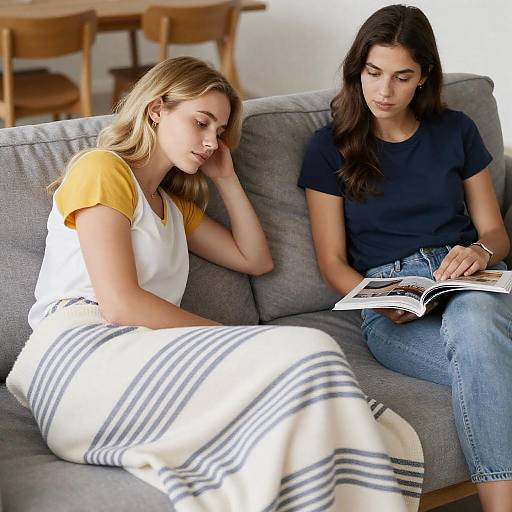 Cozy Couch Moment Between Two Women
