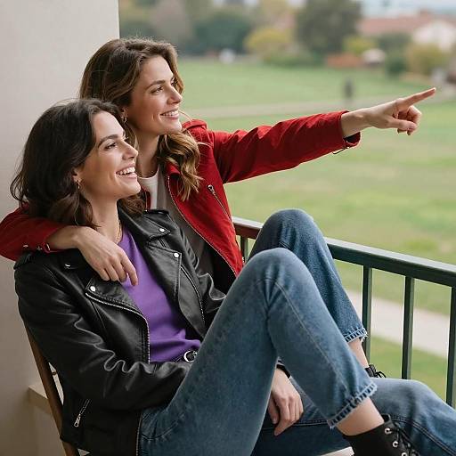 Two Women Relaxing on Balcony