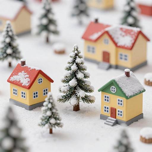Charming Snowy Village Diorama Scene